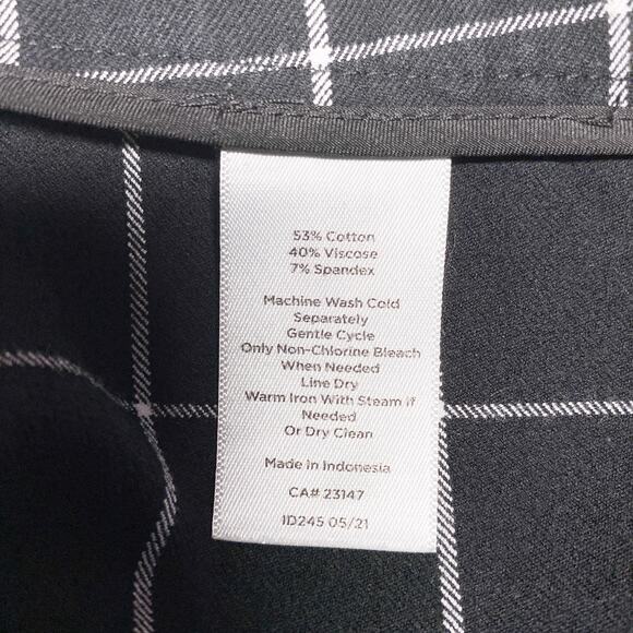 Talbot's Chatham Ankle Pant Black White Windowpane Plaid Size 8 - Picture 9 of 11